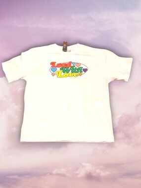The Phluid Project White 'Lead With Love' retro Graphic Tee XL Non Binary New